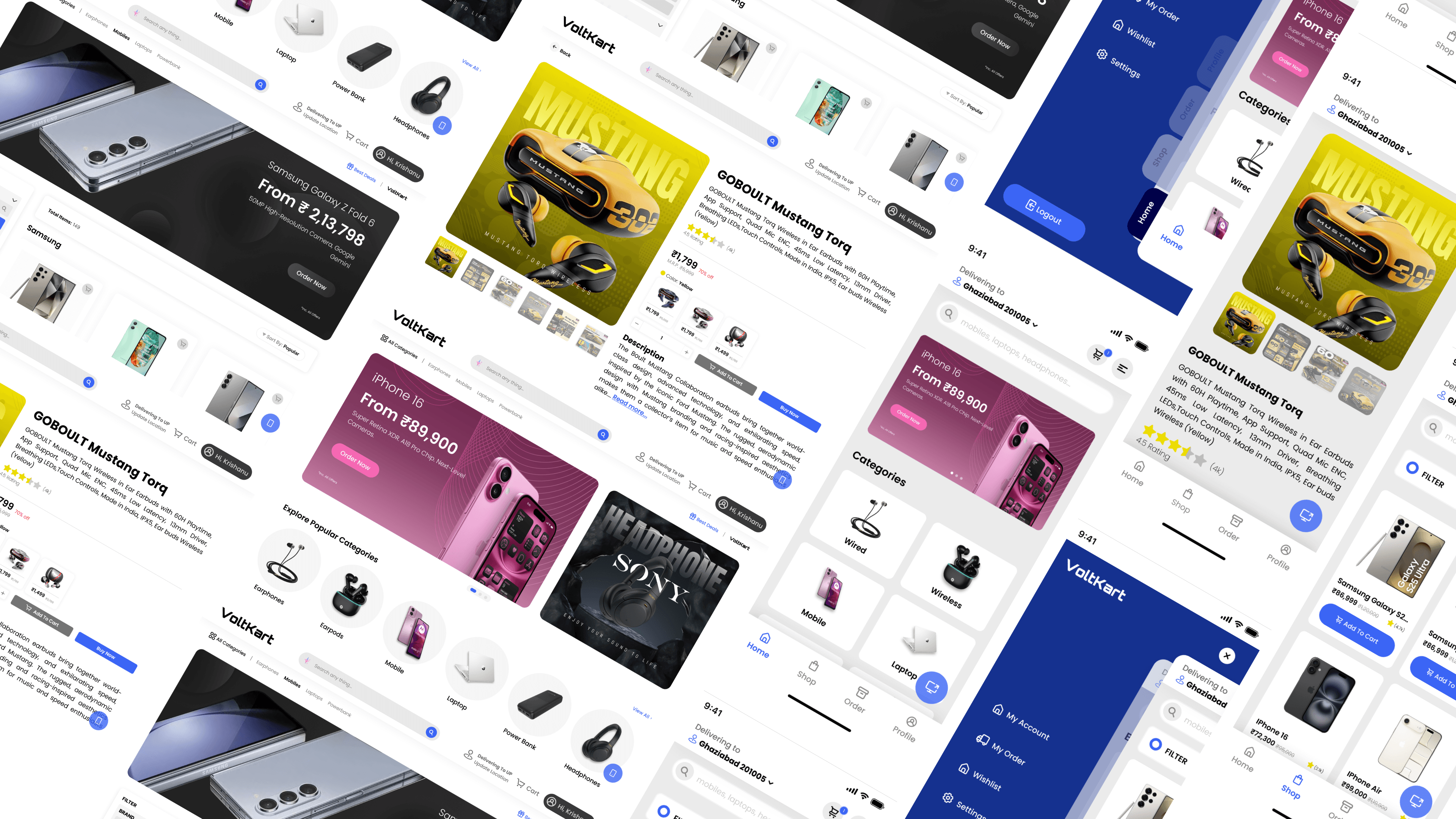 VoltKart — Mobile-First E-Commerce UI with Motion